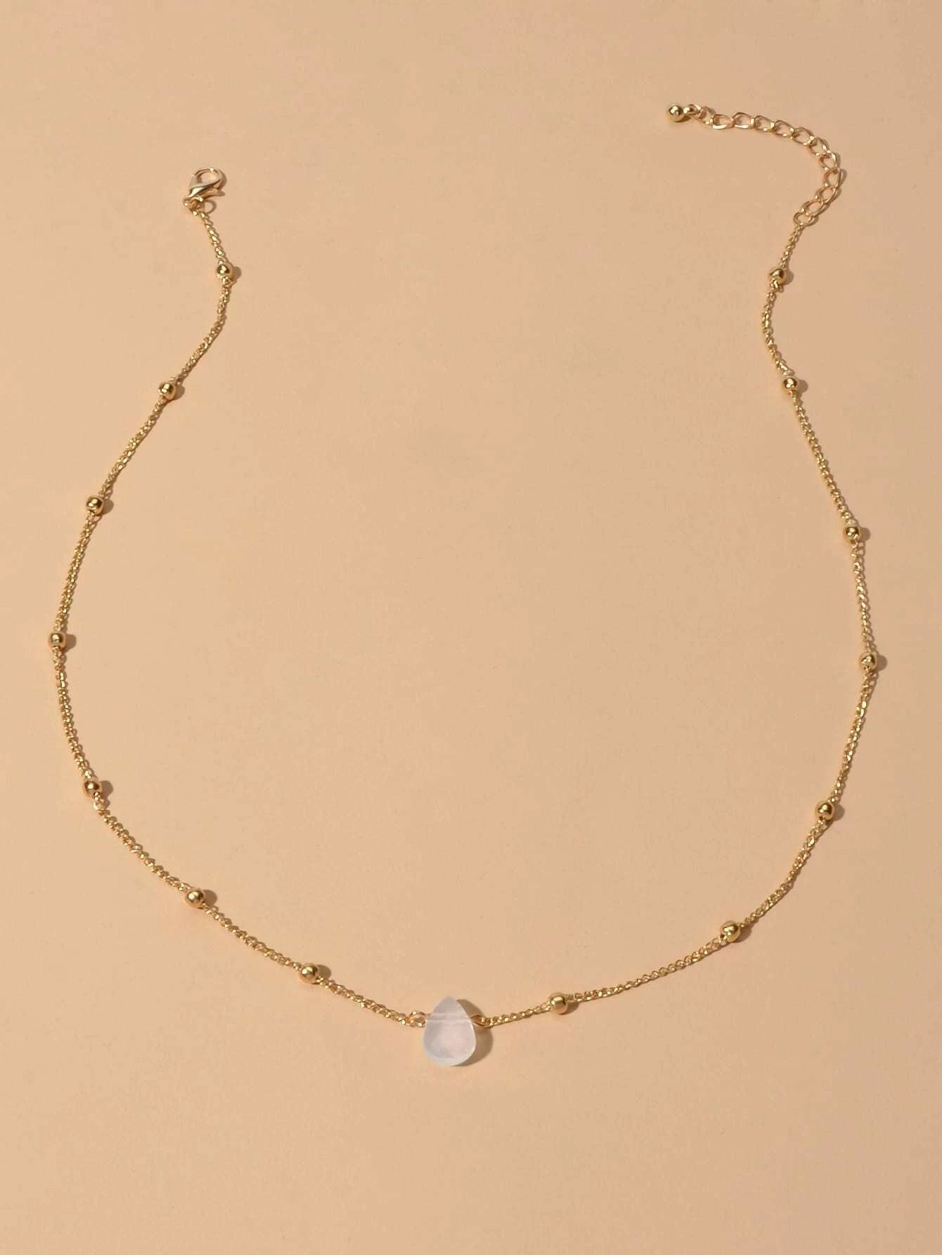 Boho Gold Silver Metal Round Beads Water Drop Charm Stunning Choker Necklace-1