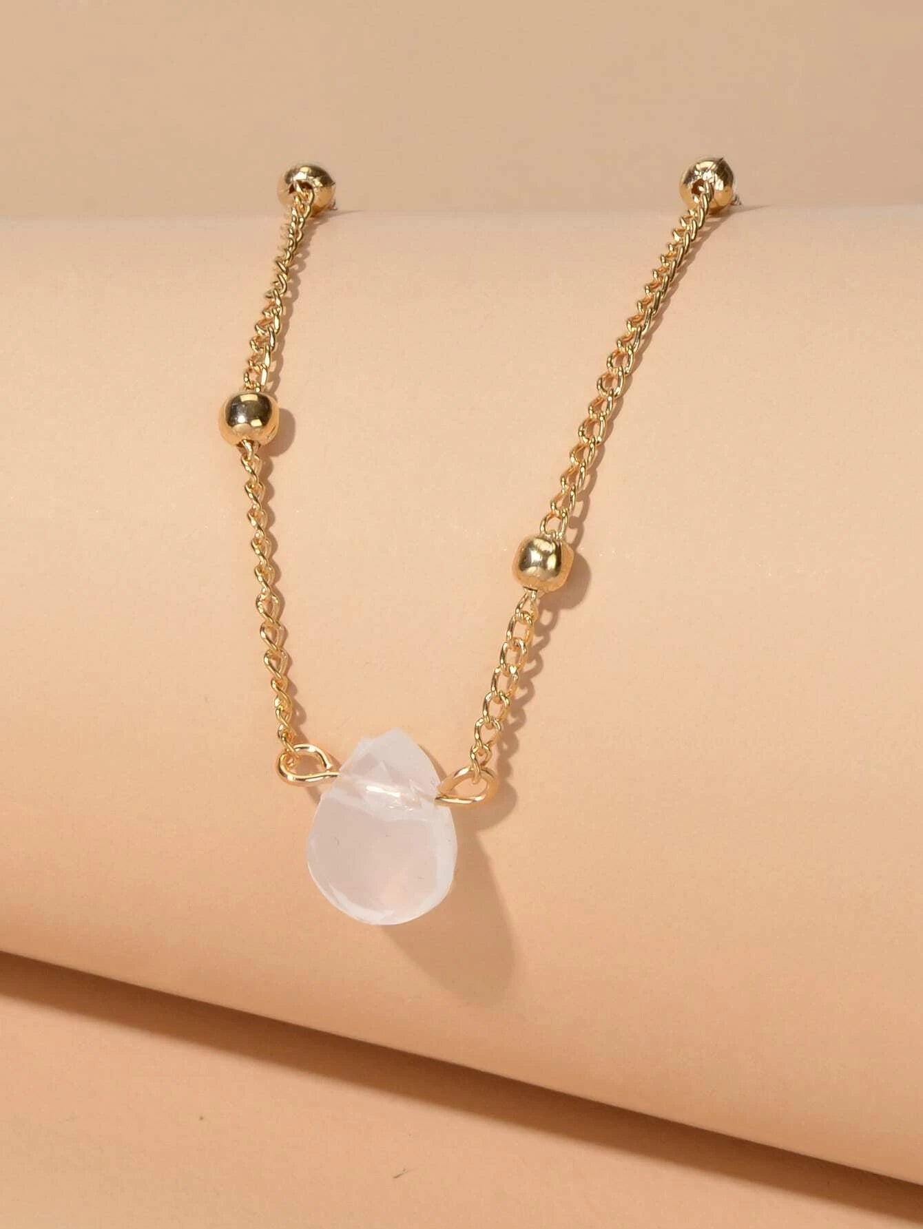 Boho Gold Silver Metal Round Beads Water Drop Charm Stunning Choker Necklace-2