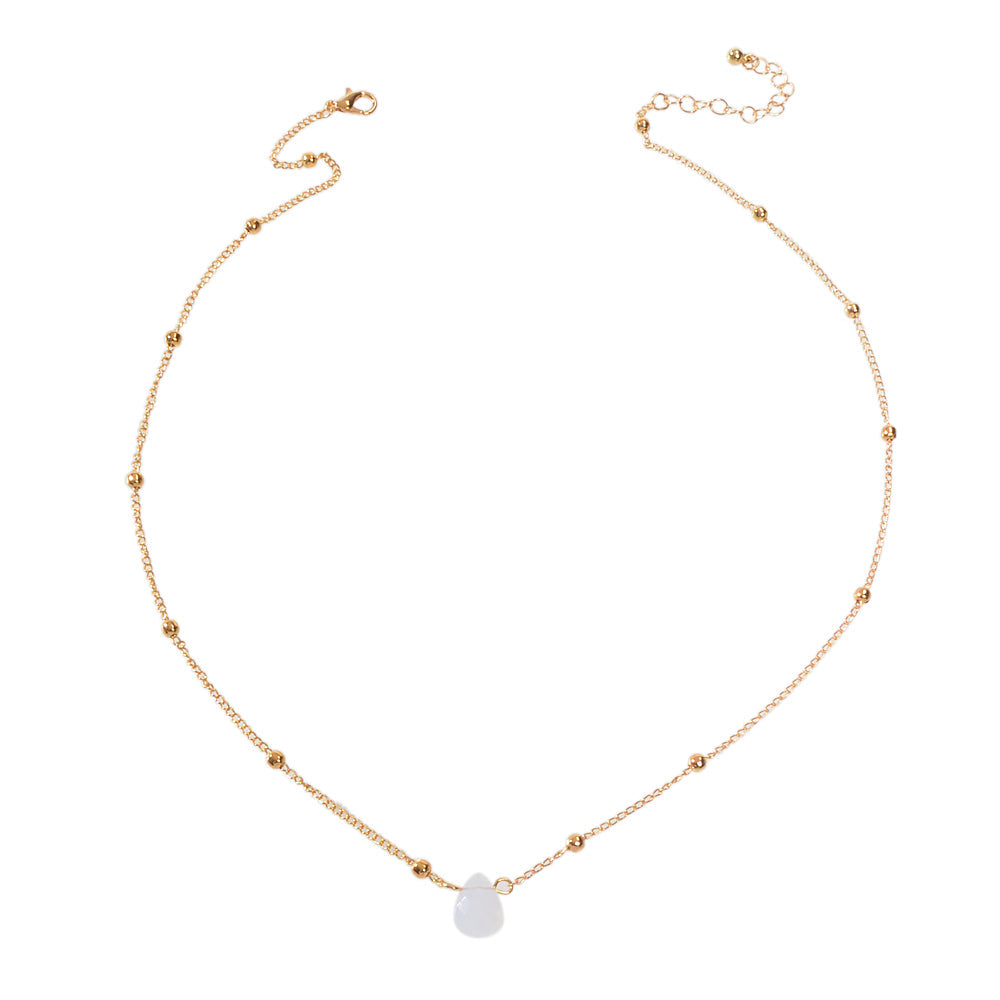 Boho Gold Silver Metal Round Beads Water Drop Charm Stunning Choker Necklace-4