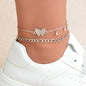 Butterfly Pendant Double-Layer Silver Chain Foot Anklet Gift-0