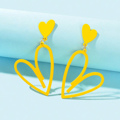 Large Hollow Love Heart Pendant Dangle Earrings for Girls Party Dating Jewellery-12