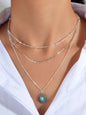 Multi-layer Chain Round Turquoise Pendant Necklace Blue Bead Party Jewellery-4