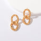 Delicate Hypoallergenic Ear Jewelry Gold Plated Link Chain Pierced Stud Earrings-0