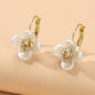 Delicate Jewelry Rhinestone White Resin Flower Hoop Bridal Party Dangle Earrings-0