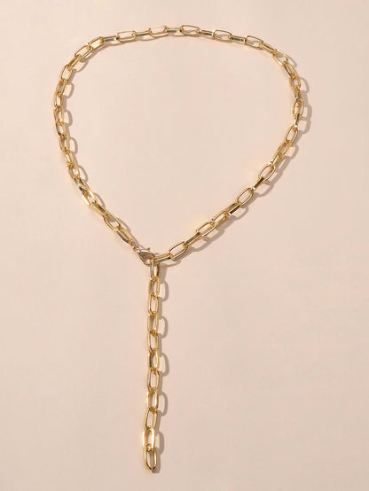 Punk Statement Thick Gold Chain Y shape Charm Necklace Party Decoration Teens-0