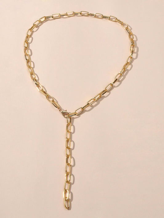 Punk Statement Thick Gold Chain Y shape Charm Necklace Party Decoration Teens-0
