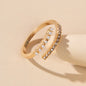 Anniversary Wedding Jewelry Band Women Rhinestone Pearl Gold Finger Circle Ring-0