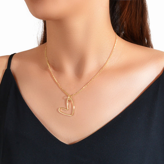 Nice Trendy Collection Gold Chain Heart Pendant Necklace Minimalist Accessories-0