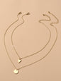 2pcs Minimalist Style Women Accessories Gold Chain Triangle Round Charm Necklace-0
