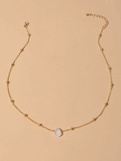 Boho Gold Silver Metal Round Beads Water Drop Charm Stunning Choker Necklace-1