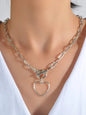 Punk Chunky Chain Love Heart Pendant Lariat Necklace Women Girls Teens Jewellery-4