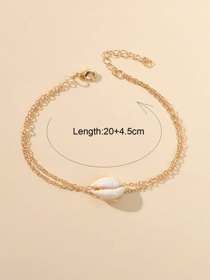 Barefoot Sandals Ankle Boho Chic Chain Beads Shell Anklet Bracelet Beach Jewelry-1