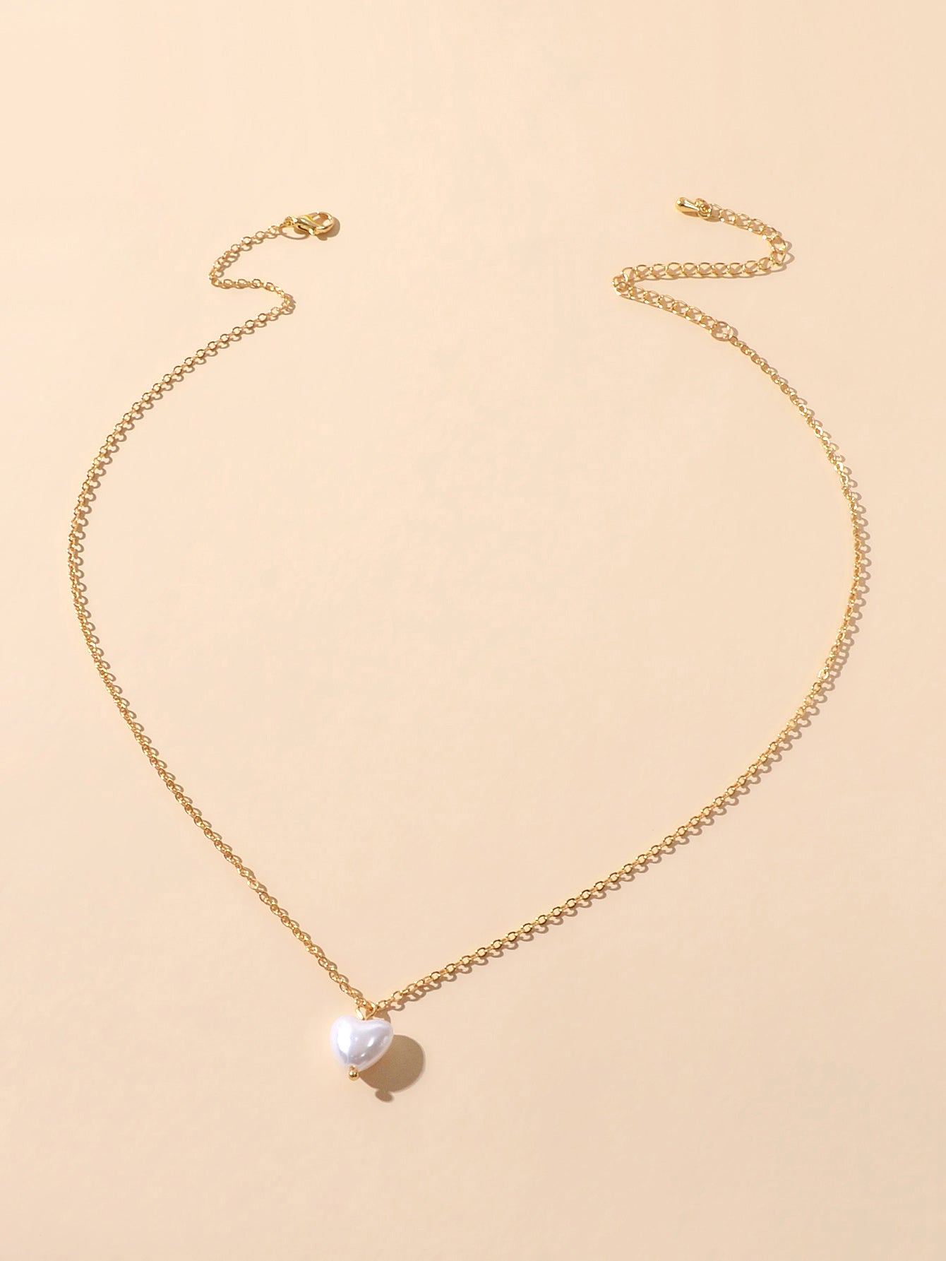 Anniversary Jewelry Gold Chain Pearl Heart Charm Necklace Gifts for Best Friends-2