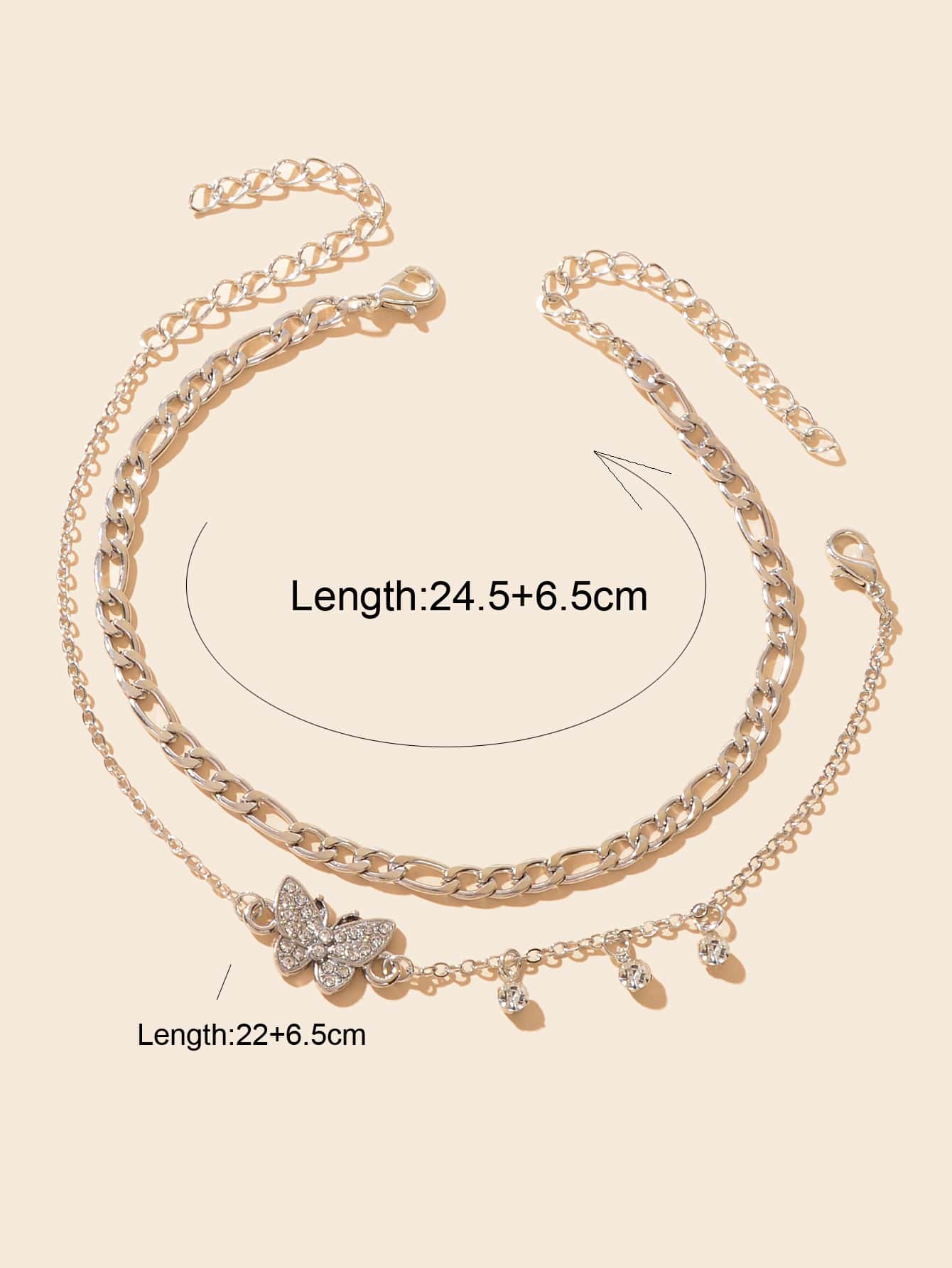 Butterfly Pendant Double-Layer Silver Chain Foot Anklet Gift-3