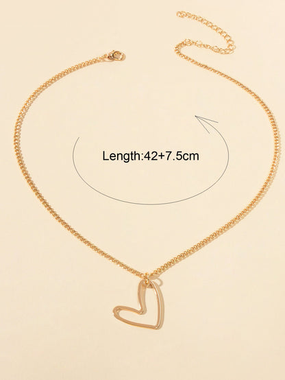 Nice Trendy Collection Gold Chain Heart Pendant Necklace Minimalist Accessories-2