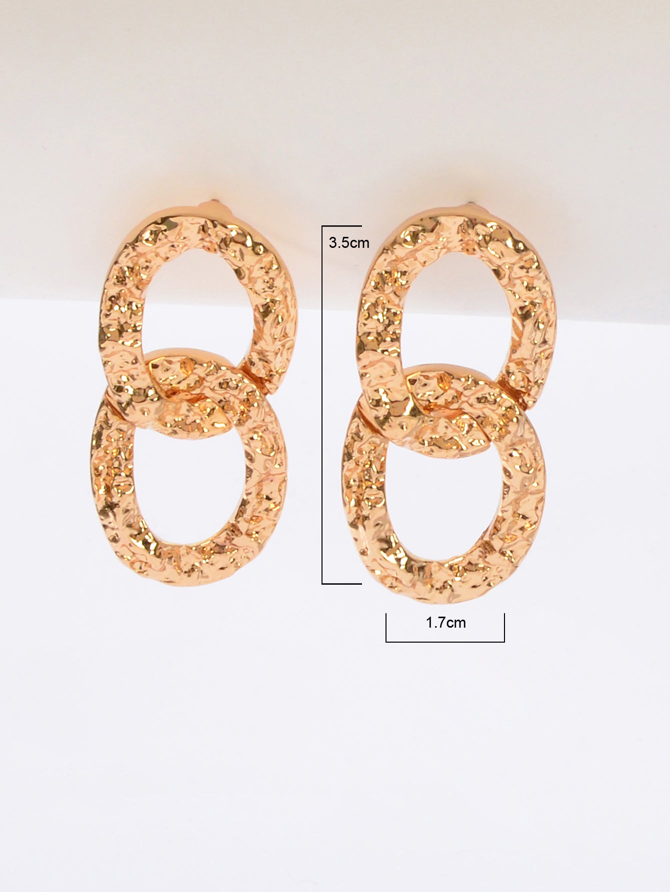 Delicate Hypoallergenic Ear Jewelry Gold Plated Link Chain Pierced Stud Earrings-2
