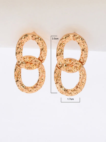 Delicate Hypoallergenic Ear Jewelry Gold Plated Link Chain Pierced Stud Earrings-2
