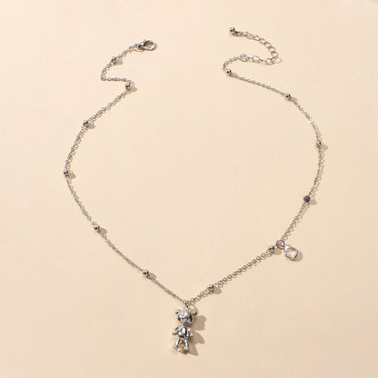 Lovely Female Jewellery Long Gold Chain Bear Pendant Necklace Trendy Accessories-3
