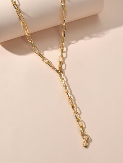 Punk Statement Thick Gold Chain Y shape Charm Necklace Party Decoration Teens-3