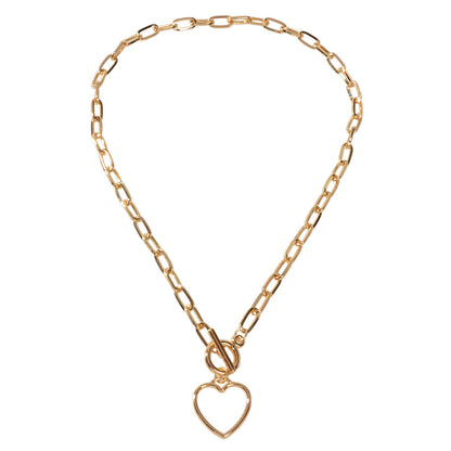 Punk Chunky Chain Love Heart Pendant Lariat Necklace Women Girls Teens Jewellery-3