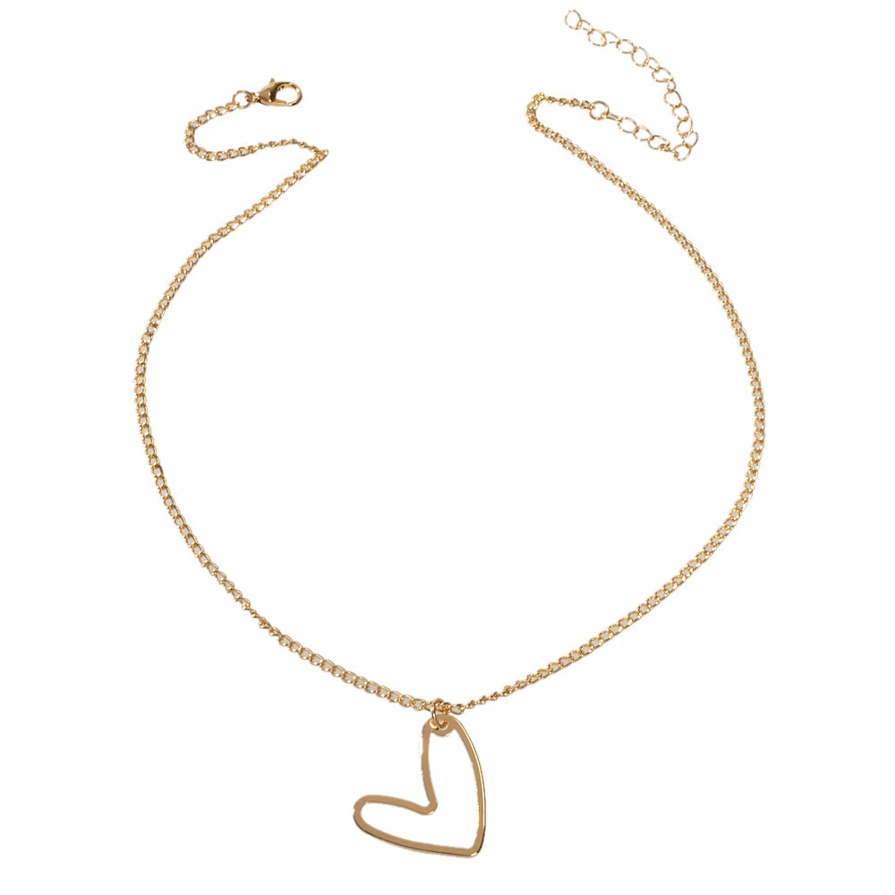 Nice Trendy Collection Gold Chain Heart Pendant Necklace Minimalist Accessories-3