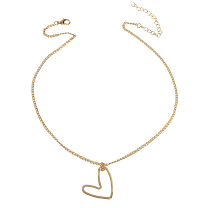 Nice Trendy Collection Gold Chain Heart Pendant Necklace Minimalist Accessories-3