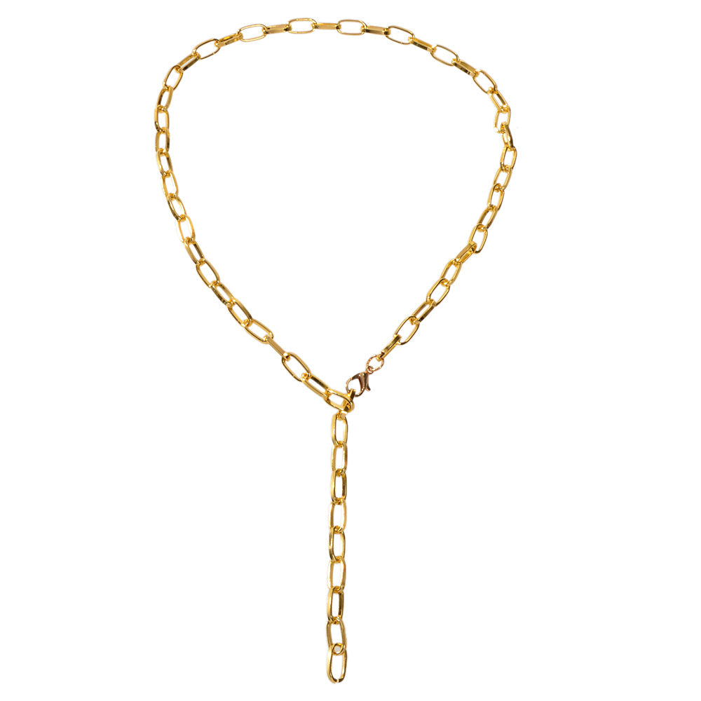 Punk Statement Thick Gold Chain Y shape Charm Necklace Party Decoration Teens-4