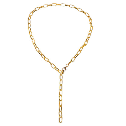 Punk Statement Thick Gold Chain Y shape Charm Necklace Party Decoration Teens-4