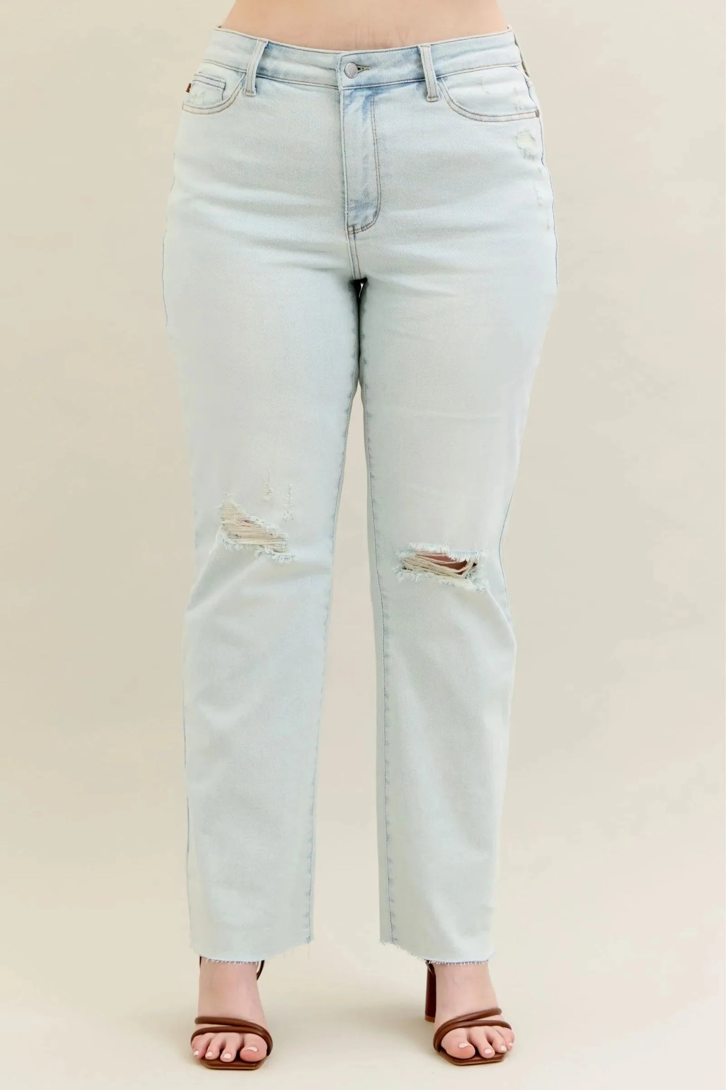 Judy Blue Full Size Destroy & Fray Hem Bootcut Jeans Plus Size-4