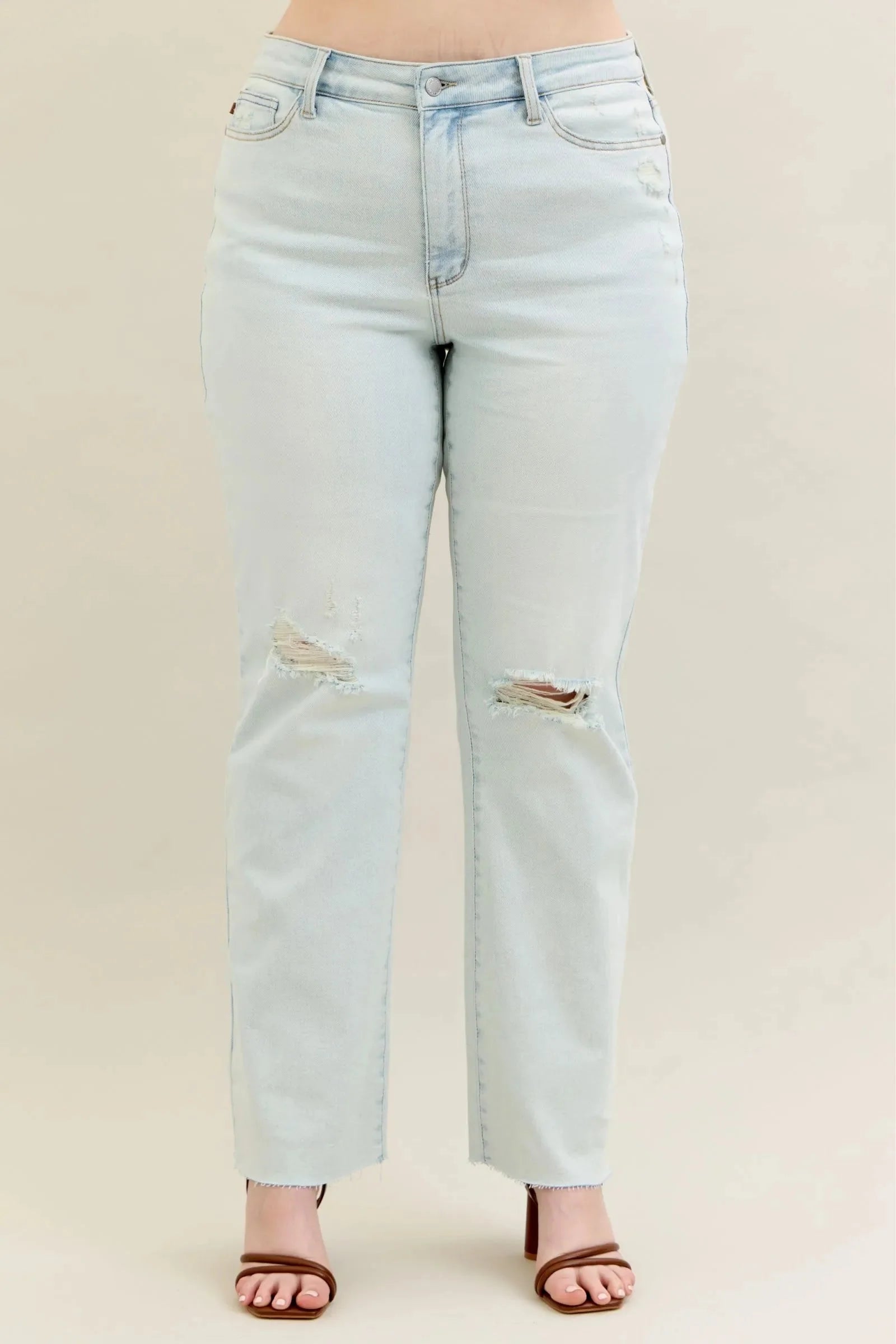 Judy Blue Full Size Destroy & Fray Hem Bootcut Jeans Plus Size-4