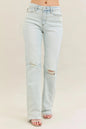 Judy Blue Full Size Destroy & Fray Hem Bootcut Jeans Plus Size-0