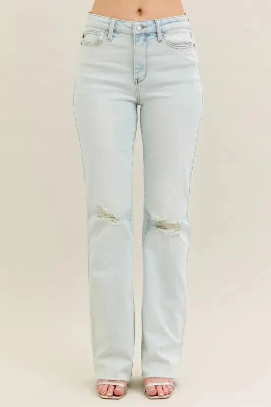 Judy Blue Full Size Destroy & Fray Hem Bootcut Jeans Plus Size-1