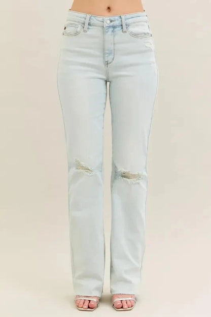 Judy Blue Full Size Destroy & Fray Hem Bootcut Jeans Plus Size-1