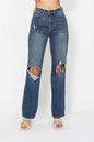 Judy Blue Full Size Hw Ripped Knee Dad Jeans Plus Size-0
