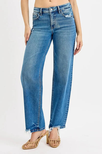 RISEN Full Size Mid Rise Baggy Jeans Plus Size-1