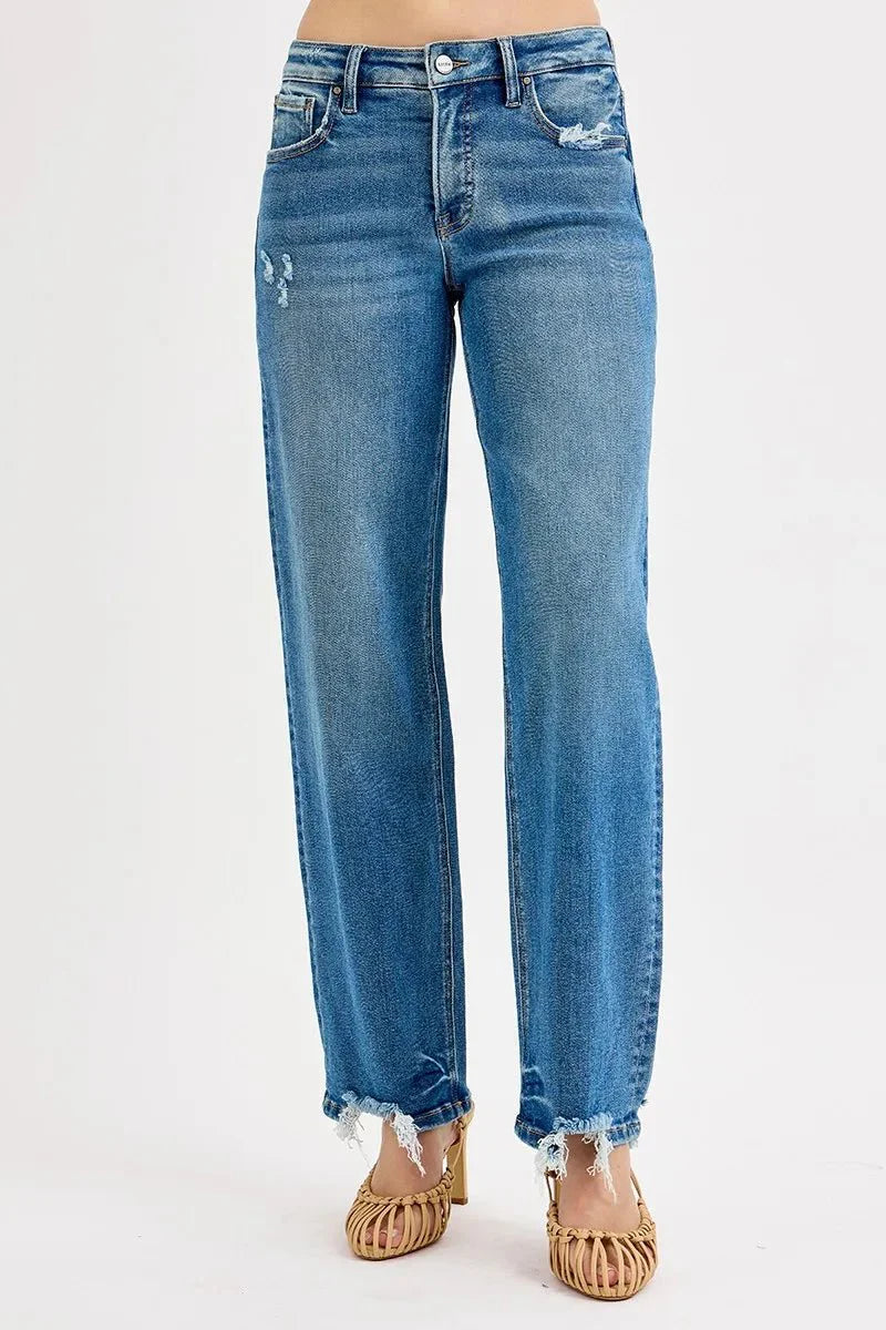 RISEN Full Size Mid Rise Baggy Jeans Plus Size-0