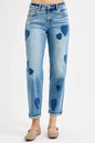 RISEN Full Size Mid Rise Fit-boyfriend Heart Shade Jeans Plus Size-0